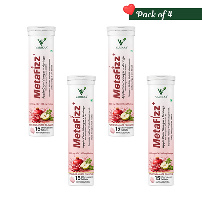 Metafizz+ ACV Fat Burn & Bloom Combo  Effervescent Tablets  – Pomegranate Flavour | Pack of 4